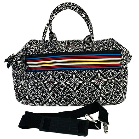 Vera Bradley Floral Grand Weekender Travel Bag Retro Stripes Adjustable Strap - Picture 2 of 16